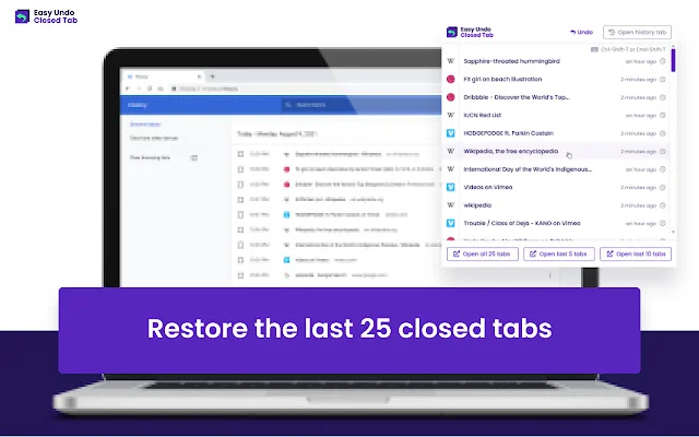 I-download ang Easy Undo Closed Tabs – Ibalik ang Tabs Nang Mabilis - Screenshot 1