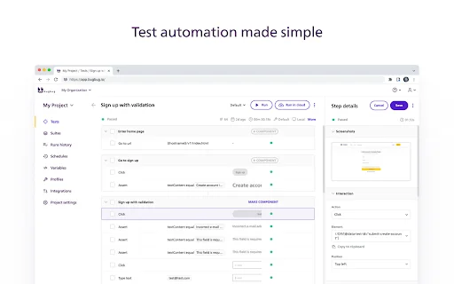 BugBug Automation Testing: I-automate ang Web Tests nang Walang Code - Screenshot 1
