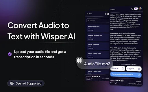 I-download ang Whisper AI: Pinakamabilis na Audio to Text Converter - Screenshot 1