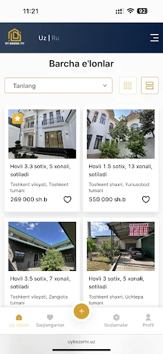 I-download ang UyBozorTV Pinakabago – Real Estate Platform Libre - Screenshot 1