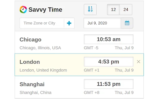 I-download ang Time Zone Converter – Savvy Time: Madaling World Clock - Screenshot 1