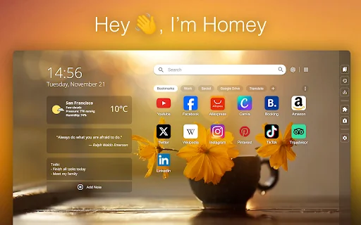 Homey: Productivity New Tab – Gawing Productive ang Browser Mo - Screenshot 1