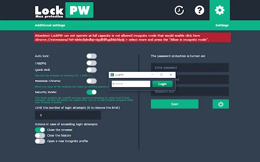 I-download ang LockPW Latest – Protektahan ang Browser sa Chrome - Screenshot 1